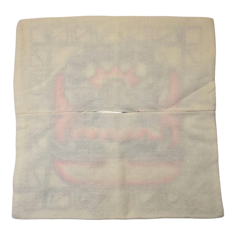 Vintage Peruvian Hand Embroidered Pillow Cover Folk Art Deity Tapestry 16.5x16.5